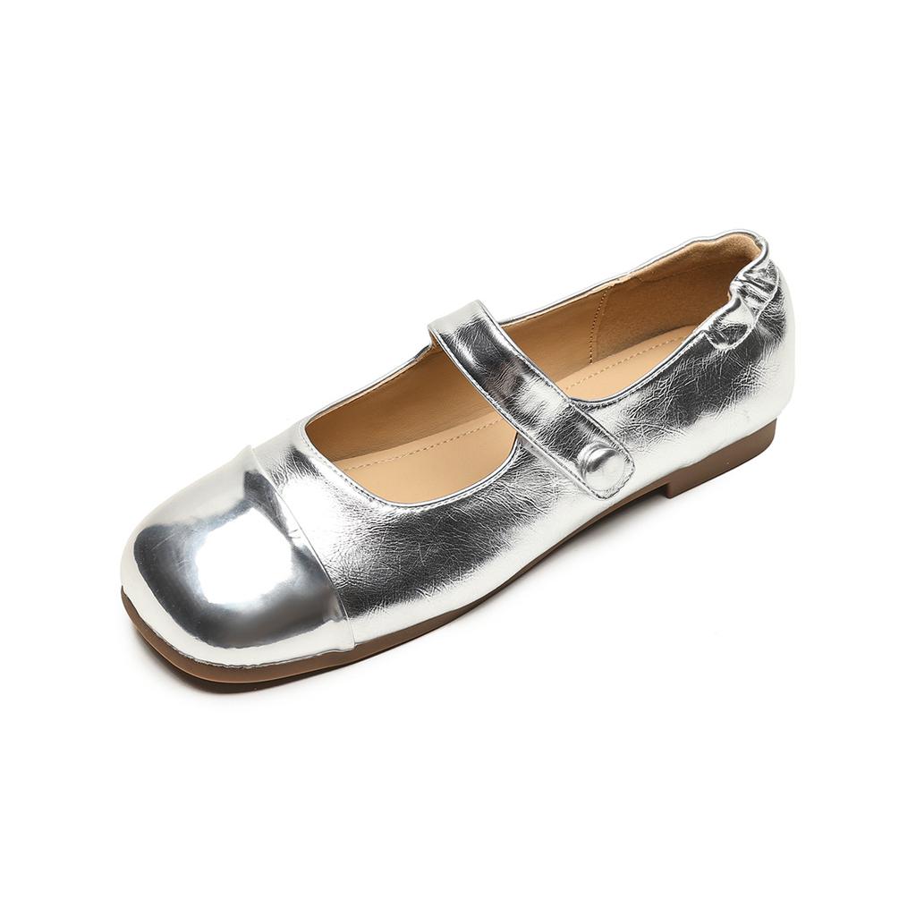 Weiwei Girl 222-30 French Mary Jane Shoes Women's Word with Light Mouth Soft Bottom Round Head Color Matching Flat Sole Single Shoe