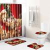 Рождественская шторка для душа, коврик для пола, комбинация из четырех предметов, ковер для ванной комнаты и туалета, коврик для душевой комнаты, коврик для ног