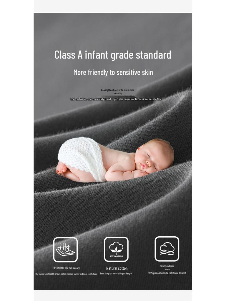 Мужские антибактериальные фланелевые тонкие однотонные кальсоны из 100% хлопка (2025 Осень/Зима)