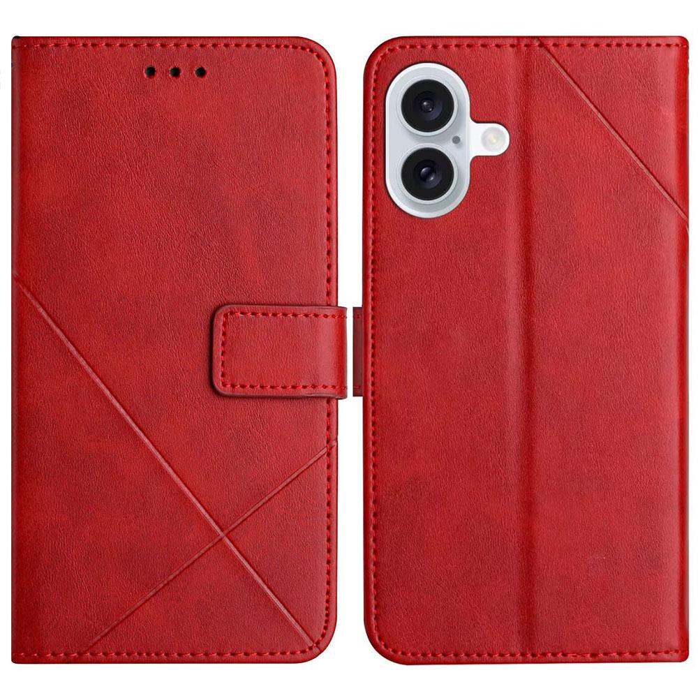 For iPhone 17 Case Line Pattern Wallet Leather Phone Cover with Wrist Strap