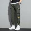 Свободные джоггеры с несколькими карманами на весну и лето, мужские повседневные брюки-карго с завязками на талии в уличном стиле Брюки-карго для фитнеса