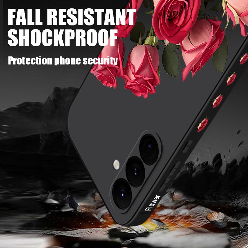 Мягкий чехол на шнурке для Samsung Galaxy S24 S25 Ultra S23 S22 Ultra S21 S20 FE A14 A34 A15 A35 A52 A53 A54 A55 5G A16 A36 A56 Чехол-накладка с розовыми цветами