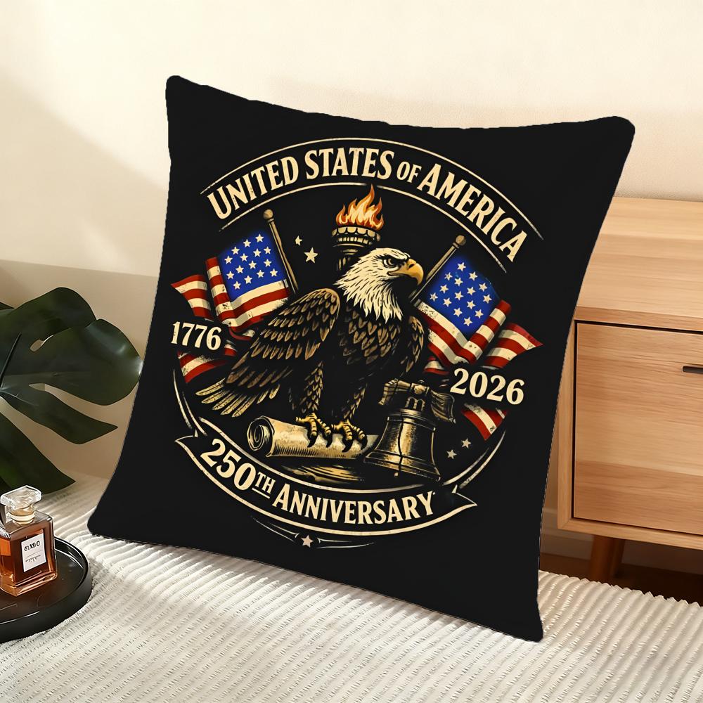 250Th Anniversary Of The Usa Cushion Cover Soft Short Plush Pillow Cover Smooth Cozy Texture Aesthetic Cushion Case Home Decor