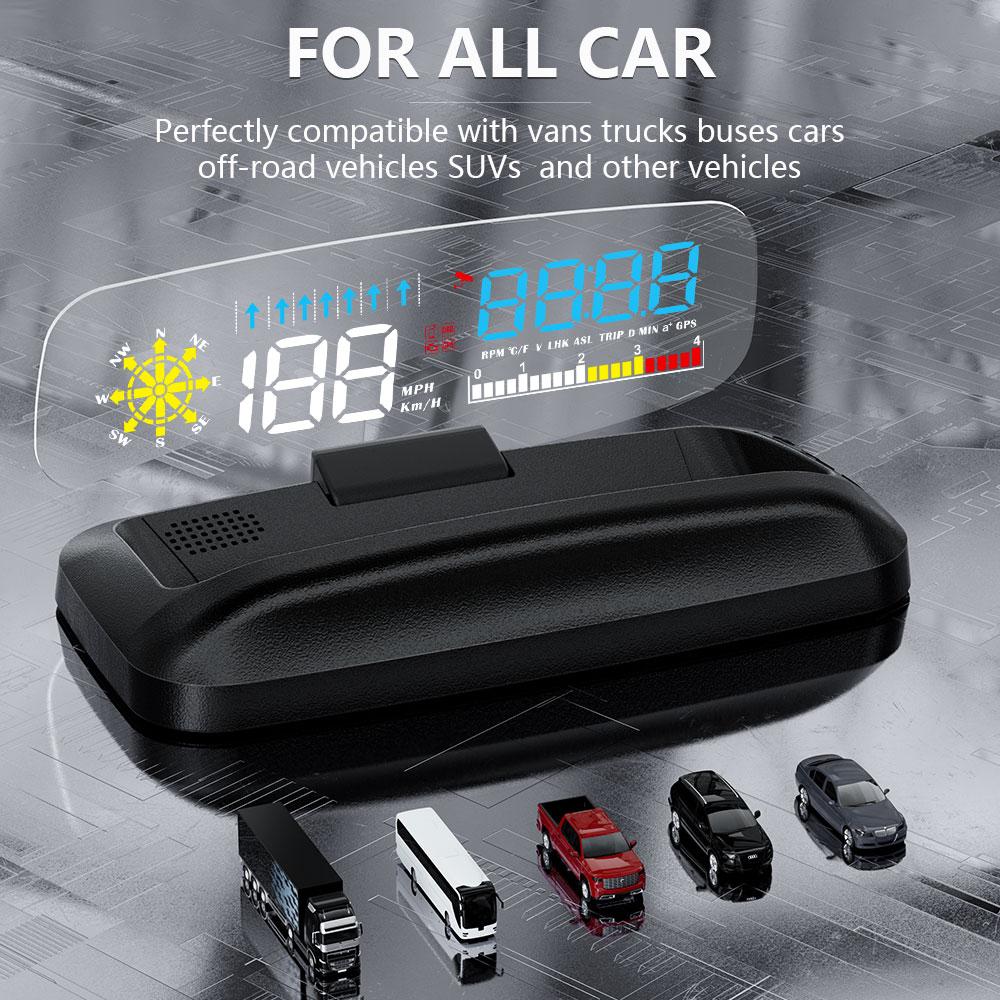 ZQKJ C5 OBD2 GPS HUD проектор автомобильный проекционный дисплей навигация температура воды расход топлива датчики автоматический цифровой спидометр