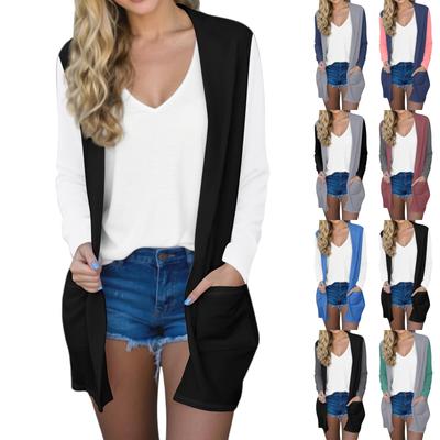 Женский модный повседневный удобный кардиган средней длины с цветной вставкой