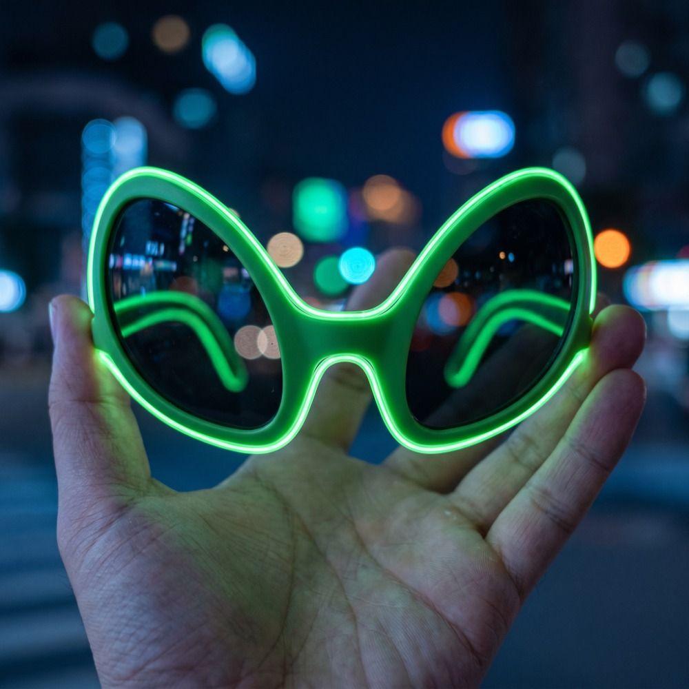 Weird Design Glow In The Dark Sunglasses Flashing LED Halloween Cosplay Eyewear Photo Booth Prop