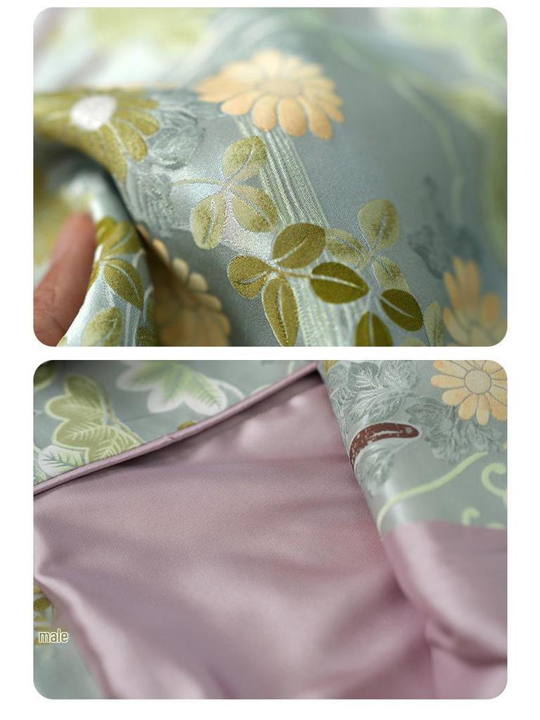 Место! Жакет из жаккардового шелка тутового шелкопряда плотностью 32 момми с застежкой на пуговицу-лягушку - стиль костюма тан