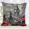 Vintage Uk London Phone Booth Throw Pillow Case Sofa Decorative Cotton Linen Big Ben Art British Fashion Cushion Cover