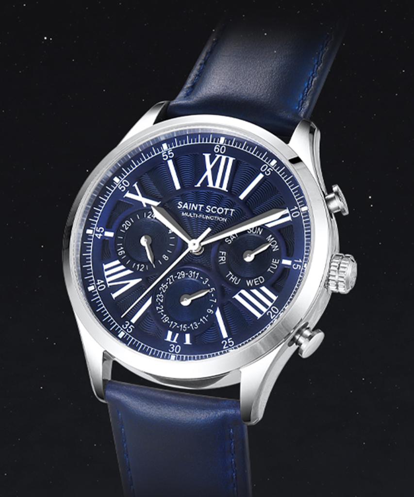 Мужские часы Zenith Multi Leather - Синие / St7508L-Sll