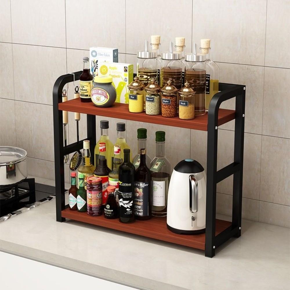 Металлическая настольная полка, экономящая место, 2-ярусная стойка для специй, полка для хранения специй, для использования на кухне