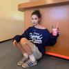Retro Personality Sweatshirt for Women In Autumn Slanted Collar Off-shoulder Design Large Size Loose Casual Top