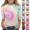Топы с принтом для девочек 5-16 лет с круглым вырезом и рукавами 3/4 Футболки Модные топы Наряды Футболки