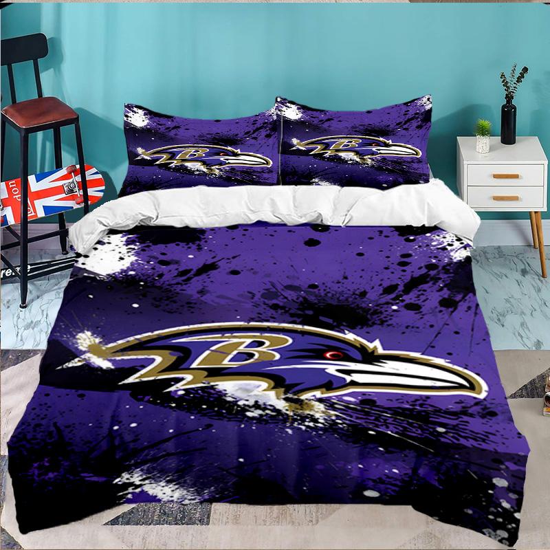 Ravens Team Spirit 3pcs Bedding Set,Including 1pc Duvet Cover And 2pcs Pillowcases Perfect Gift for Christmas,Ideal for Bedroom, Dormitory