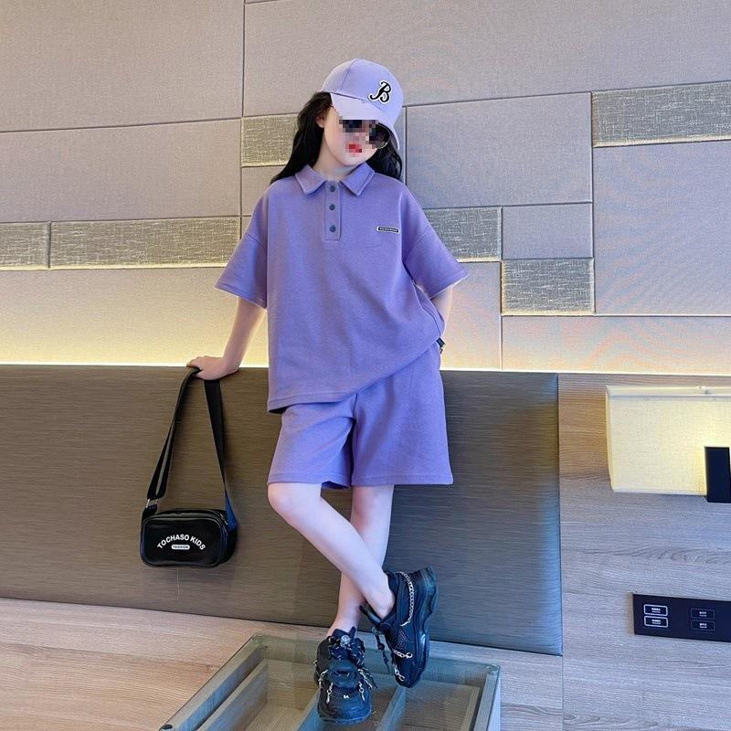 Детская одежда для девочек-подростков, комплект из двух предметов с коротким рукавом и брюками, спортивная одежда для отдыха на открытом воздухе для детей, лето