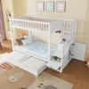 Bunk Bed (Without Mattress), Children's Bed, with Pull-Out Bed, with Shelf, with Wardrobe, with Storage Compartment, 90x200cm, White