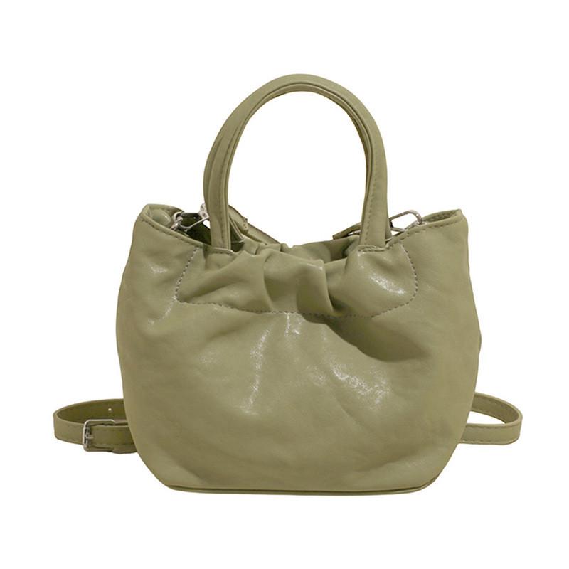 Pleated Design Pu Shoulder Bag Women Minimalist Solid Color Magnetic Closure