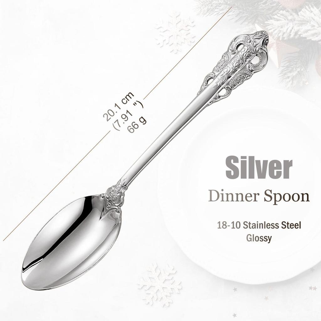 Набор столовых приборов из нержавеющей стали серебристого цвета, винтажные столовые приборы, ручки с полостью, столовое серебро для свадьбы, барокко, 18/10, глянцевое золото