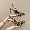Fashion Comemore Sexy Pointed Toe Women's Slingback Sandals 2025 Leopard Print High Heels Elegant Simple Ladies Heeled Dress Shoes