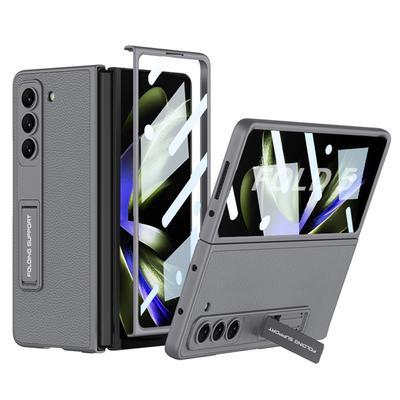 Ультратонкий чехол-кронштейн из искусственной кожи для Samsung Galaxy Z Fold 5 5G, защитный чехол для камеры и экрана, противоударный чехол, Fundas