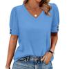 Женские топы с коротким рукавом, рубашки на пуговицах, V-образный вырез, весенняя и летняя мода, блузки больших размеров, нарядные и повседневные.