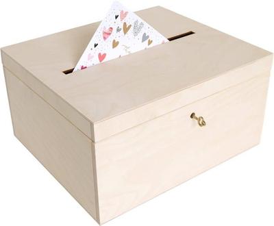 Деревянная коробка - Creative Deco - Урна для свадьбы - 29 x 25 x 15 см - С крышкой и ключом - Декоративная
