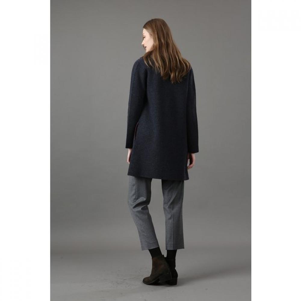 Furina Herringbone Jacquard Knit Coat Tailored Collar