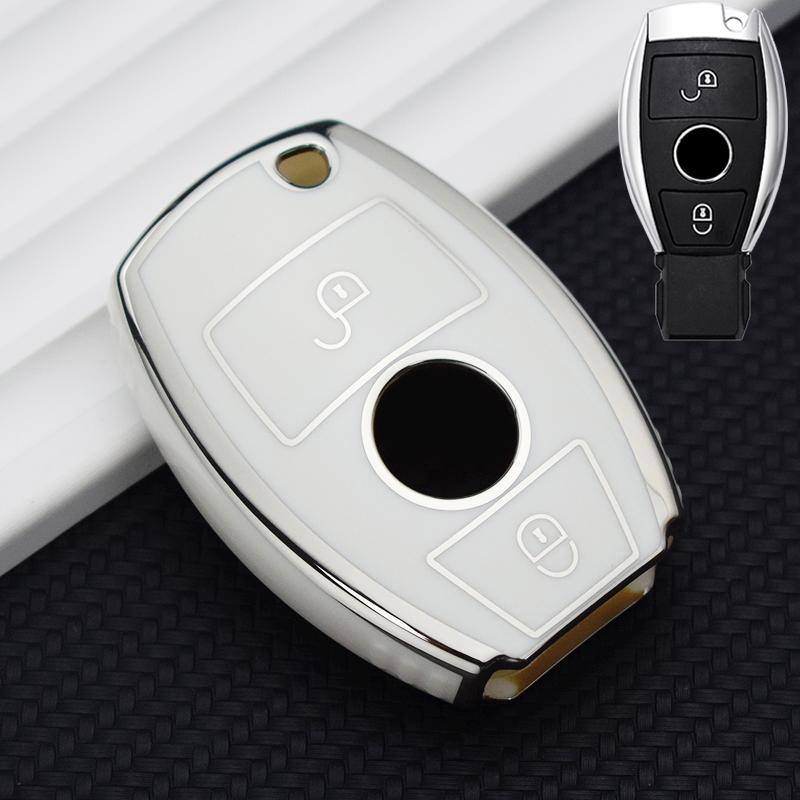 2 кнопки ТПУ чехол для ключей от машины Защитный чехол для Mercedes Benz ABCER Class GLS GLA GLK GLC CLS CLA AMG W204 W205 W212 W463 W176 аксессуары
