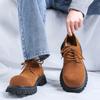 Trendy Big Head Derby Shoes Men's Commuting Platform Leather Shoes Men's Inner Height Increase British Style Senior Casual Shoes 3656-R