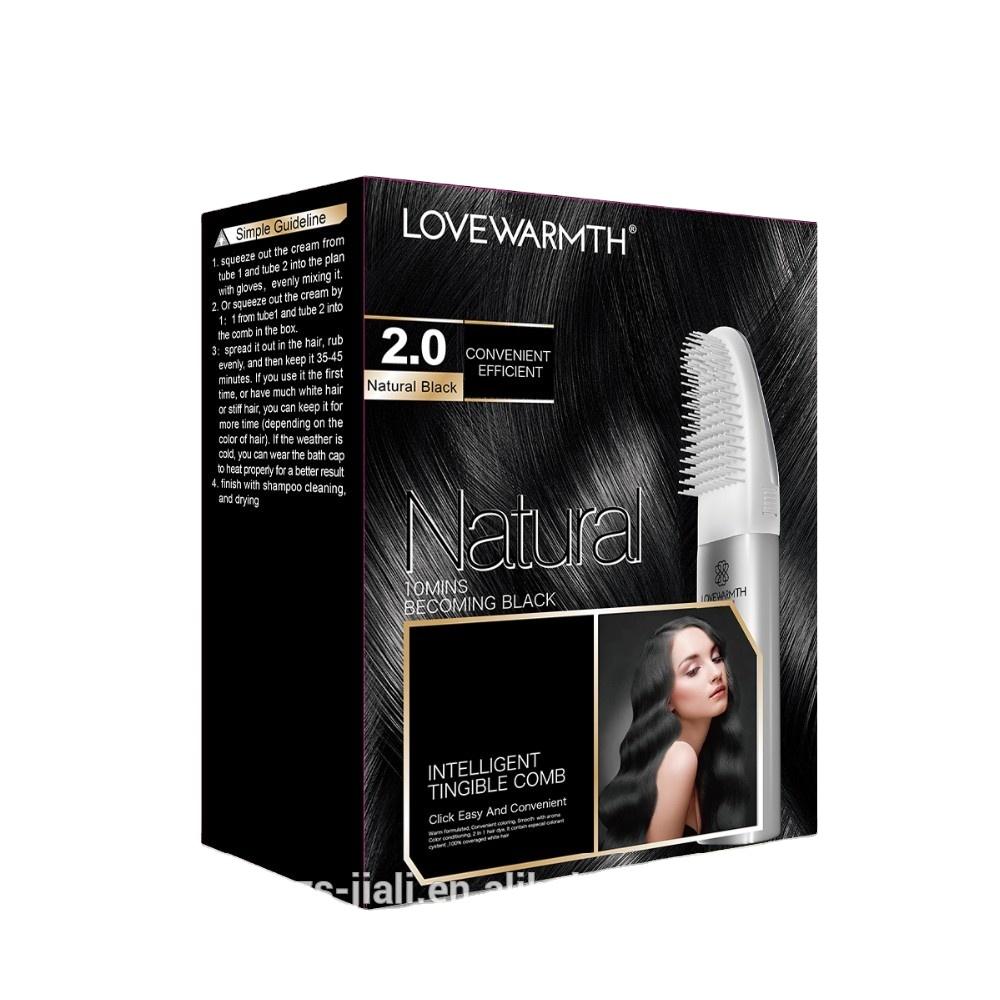 LOVEWARMTH Черная Магия Стойкая Краска-Расческа для Волос с Пеной 2 в 1 40 мл + B40 мл Краска для Волос и Окислитель