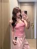 Sweet Spice Girl Pink Polka Dot Small Suspender Vest Women's Summer New Slim Skinny Versatile Good-looking Top Trend