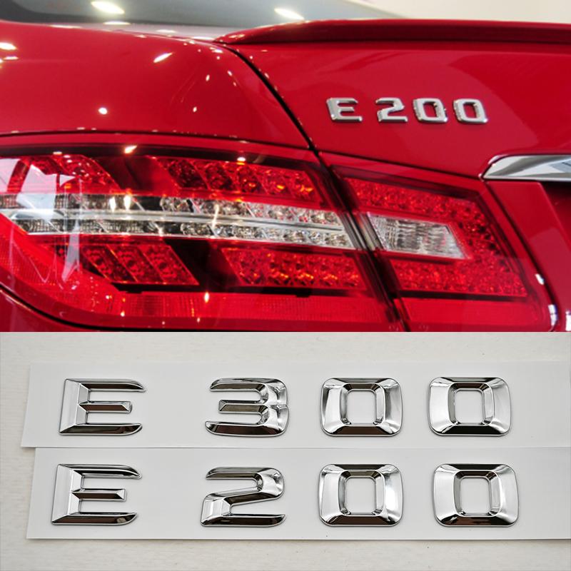 For Mercedes Benz E Class E320 E300 E220 E200 Rear Trunk Badge Emblem Decals Car ABS Chrome Logo Auto Exterior Accessories AB1