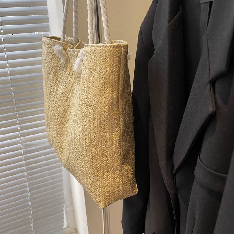Straw Woven Shoulder Tote Bag Women's Large Capacity Woven Handbag