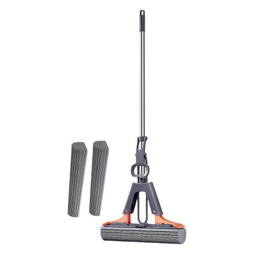 Floor Roller Mop, Cleaning PVA Sponge Floor Squeeze Mop | Floor Roller Mop for Marble Floors, Removes Dirt, Dust, and Hair, with Sponge Head Refills,