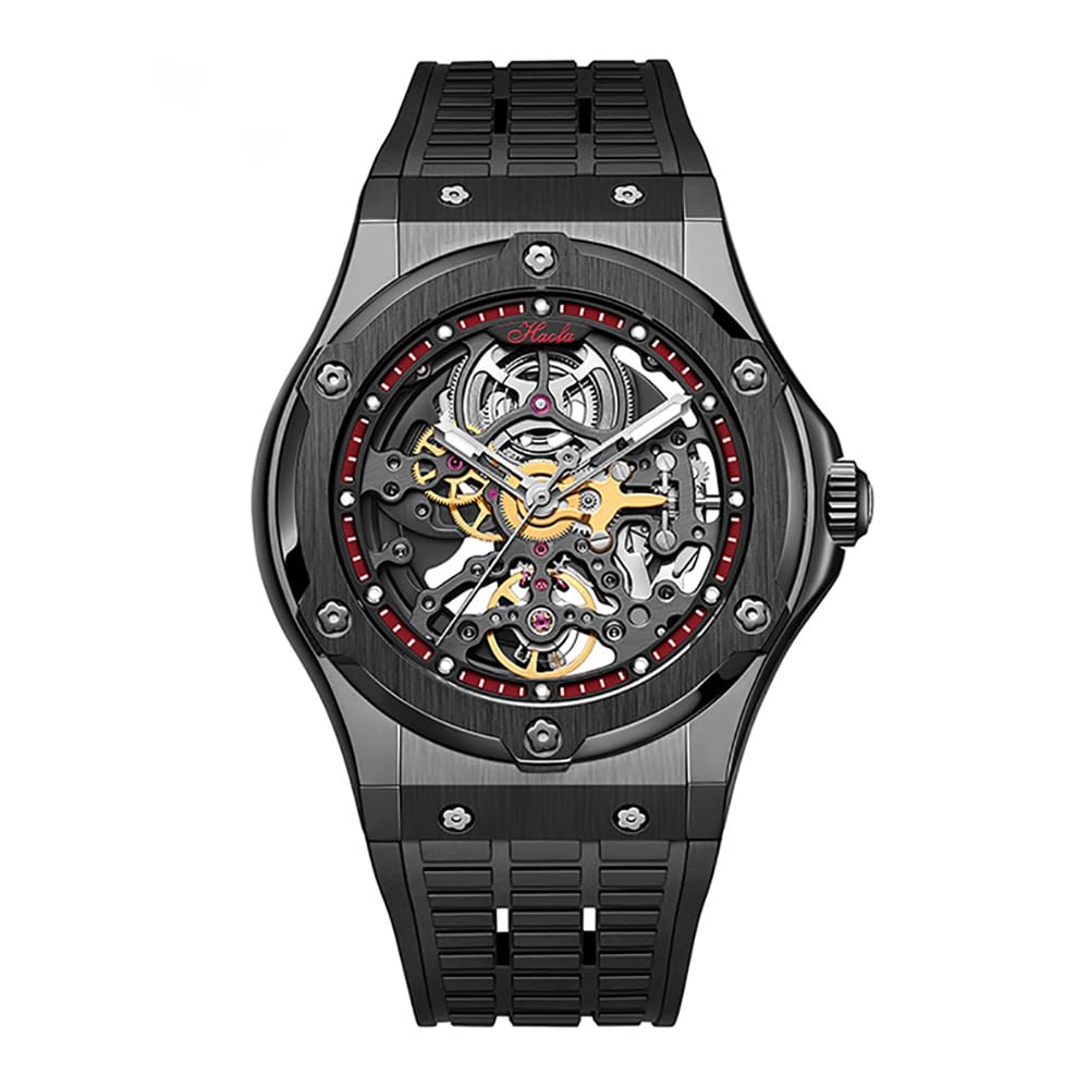 HAOFA Men's Skeleton Automatic Watch with 80-Hour Power Reserve, Hollow Dial, Luminous Design, Waterproof, and a Great Gift for Men