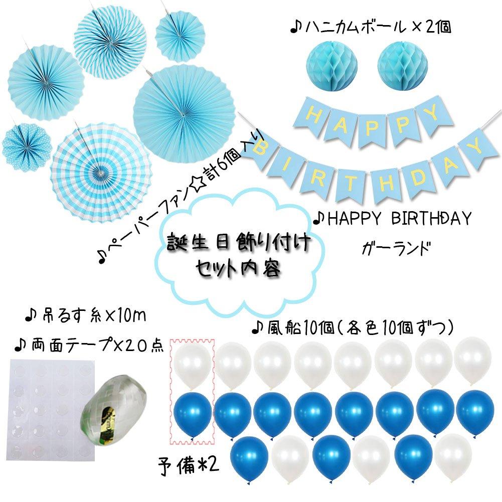 Mainiusi Украшения на день рождения для мальчиков Набор для украшения вечеринки из сине-белых воздушных шаров С Днем Рождения Бумага С Днем Рождения Соты 30 штук Веер,