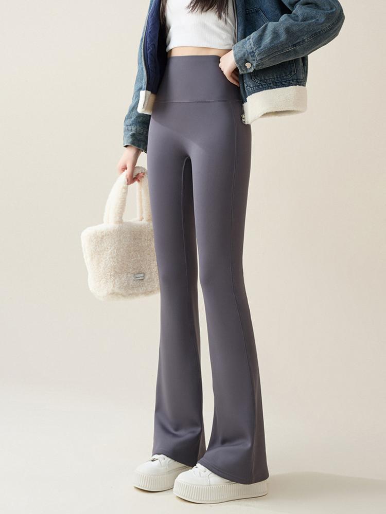 Осенне-зимние брюки-клеш из кроличьего флиса Sharkskin, леггинсы для женщин, эластичные, с высокой талией, тонкие, теплые, подковообразные брюки