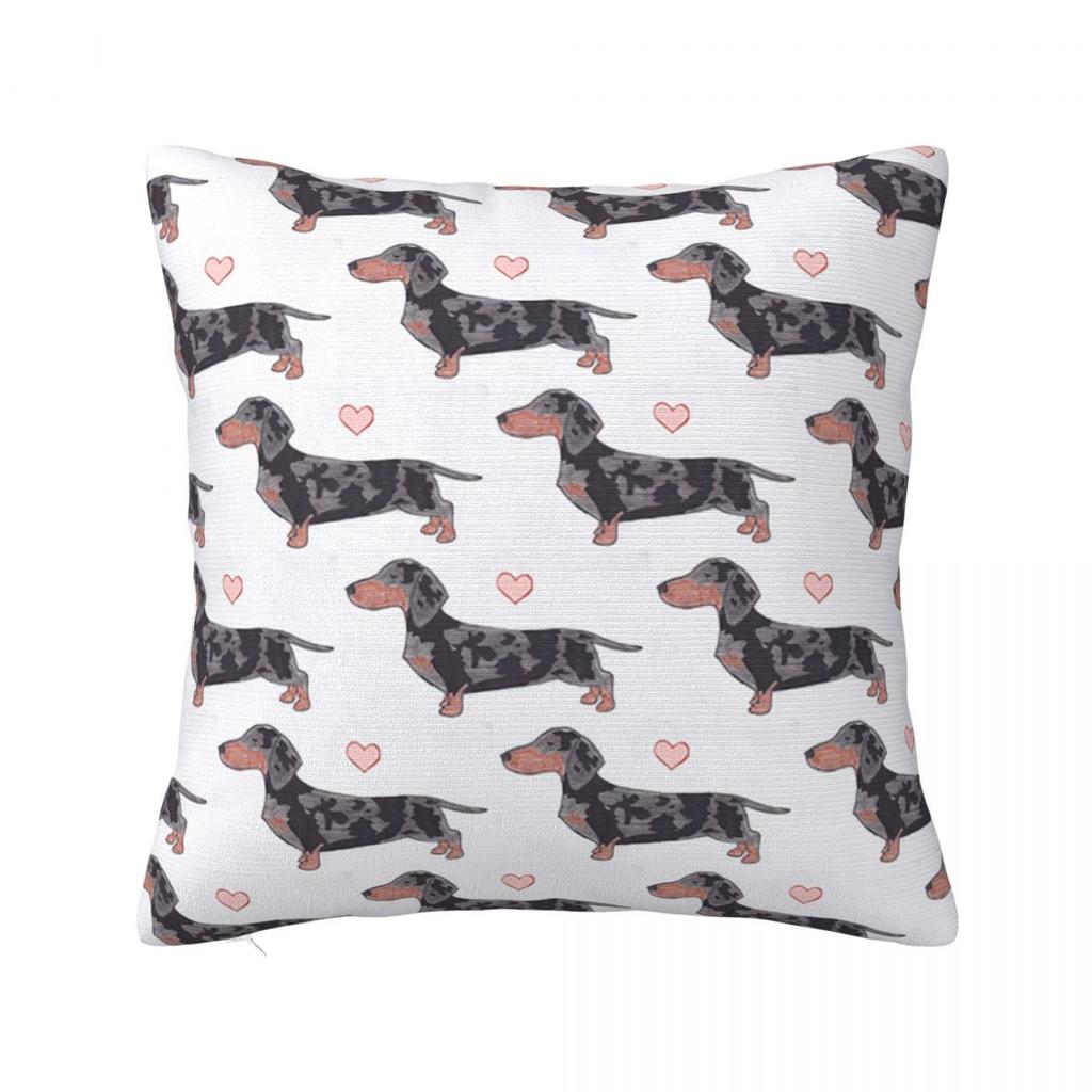 Dachshund Dog Square Pillow Covers Polyester Home Wiener Sausage Doxie Cushion Case Cute Decor Pillowcase 4040