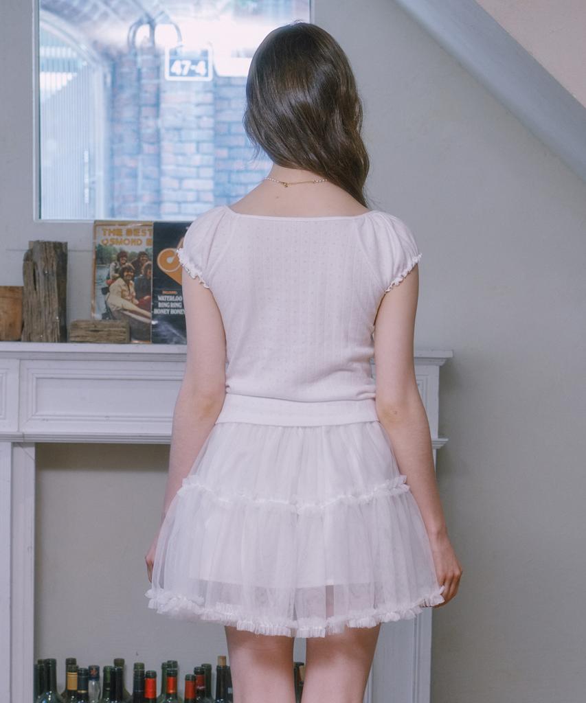 Lulu Shoe Ribbon Cancan Lace Skirt - White