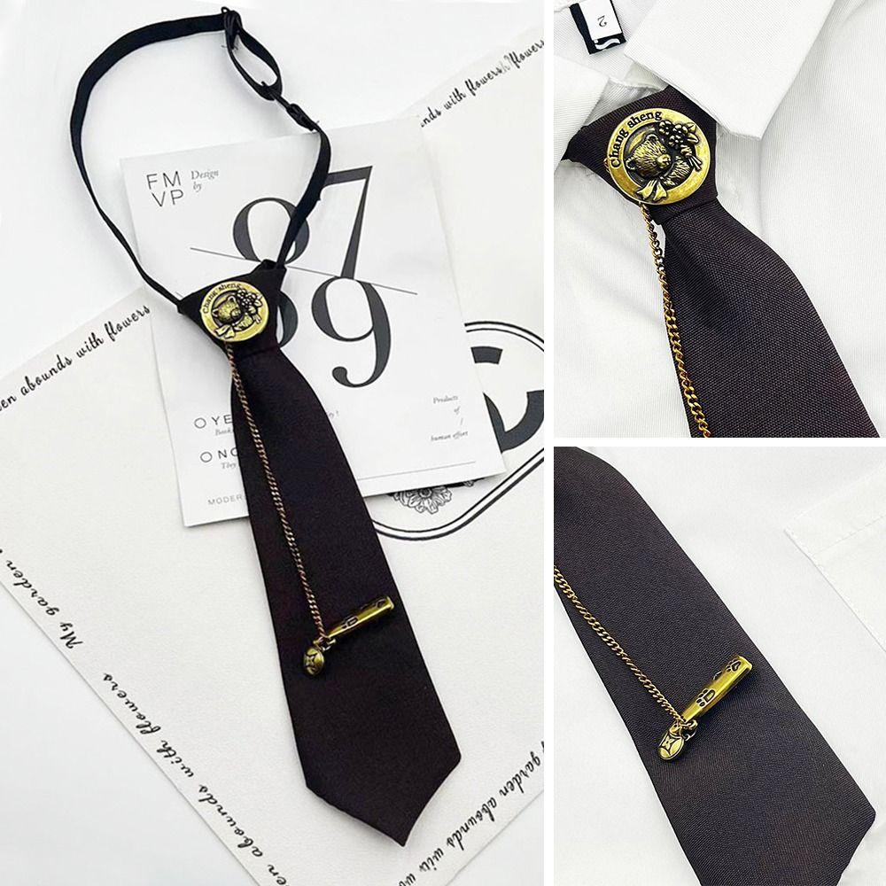 Japanese Chain Necktie Pre Tied Bowtie Neckwear Fashion JK Neck Tie for Men Women