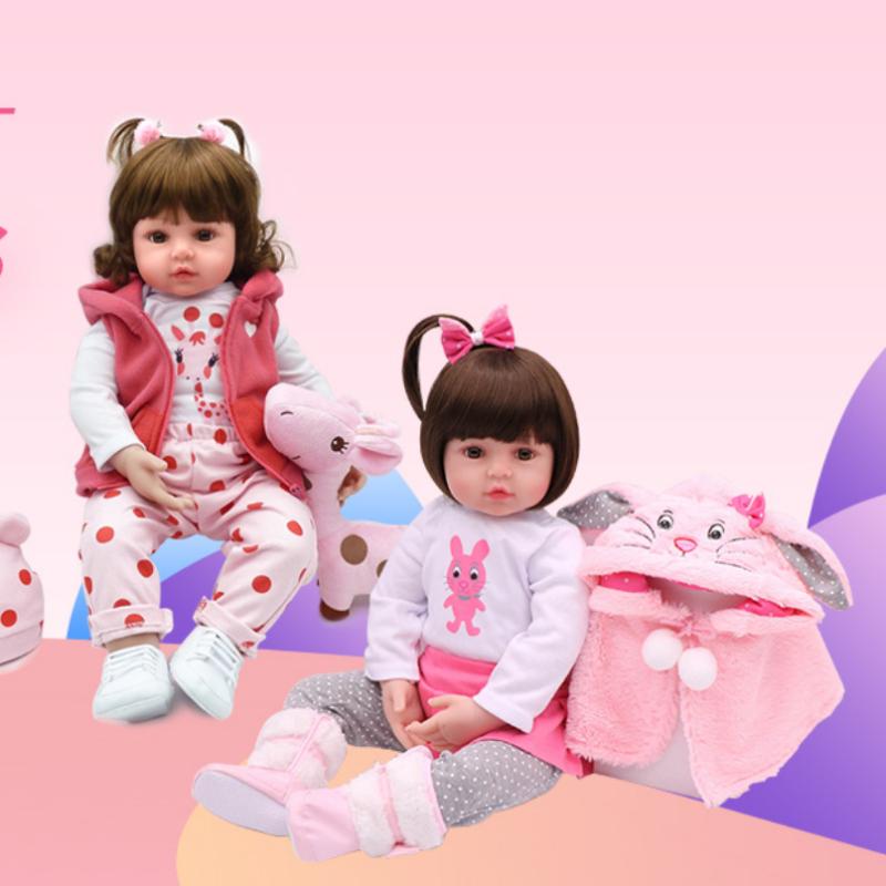 48/60cm Popular Reborn Baby Dolls Soft Cotton Stuffed Cloth Body Newborn Doll Realistic Baby Dolls for Girl or Boys Kids Birthday Christmas Gifts
