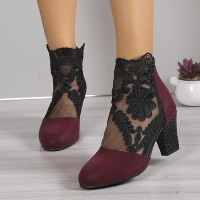 Босоножки на высоком каблуке с кружевной сеткой, женские, весенние и летние, европейские и американские, большого размера, дышащие, модные, с круглым носком, римские сапоги, модные