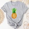 (Asian Size)Tee Top Fashion Watercolor Pineapple Cute 90s Style T Shirt Clothing Casual Short Sleeve Women Print Lady Female Graphic T-shirt