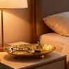 1PC Handmade Wrought Iron Storage Tray Golden Hammer Texture Three Feet Stable Support Elegant Integration of Home Decoration and Practical Storage