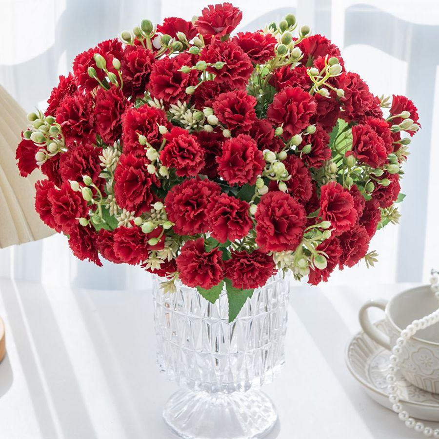 Artificial Flower Silk Carnation Outdoor Festival Wedding Bride Bouquet Festival Home Vase TableDIY Gift Box Clipping Decoration