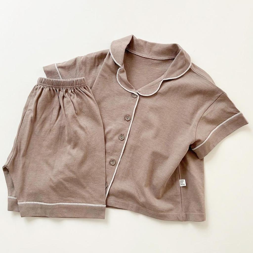 Комплект детской хлопковой пижамы в корейском стиле для всей семьи - Версия с коротким рукавом для девочек и мальчиков