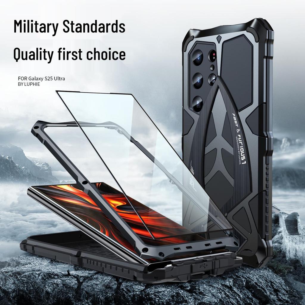 Защитный металлический чехол для телефона Samsung S25 Ultra - Влагозащитный, Модный дизайн, Защитная крышка-оболочка