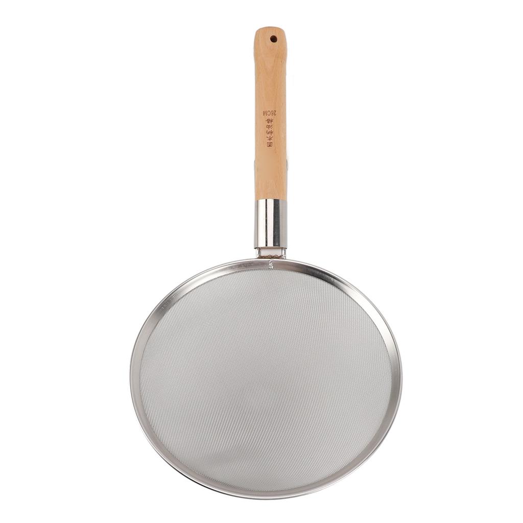 Шумовка с мелкой сеткой и деревянной ручкой из нержавеющей стали 304, легкая, портативная, большая, с прорезями