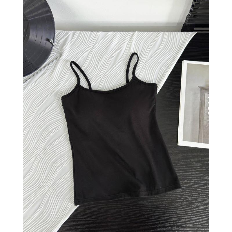 Весна и лето Чистый хлопок с нагрудной подкладкой Один маленький белый топ на бретельках для женщин с облегающей верхней одеждой Длинный жилет для женщин