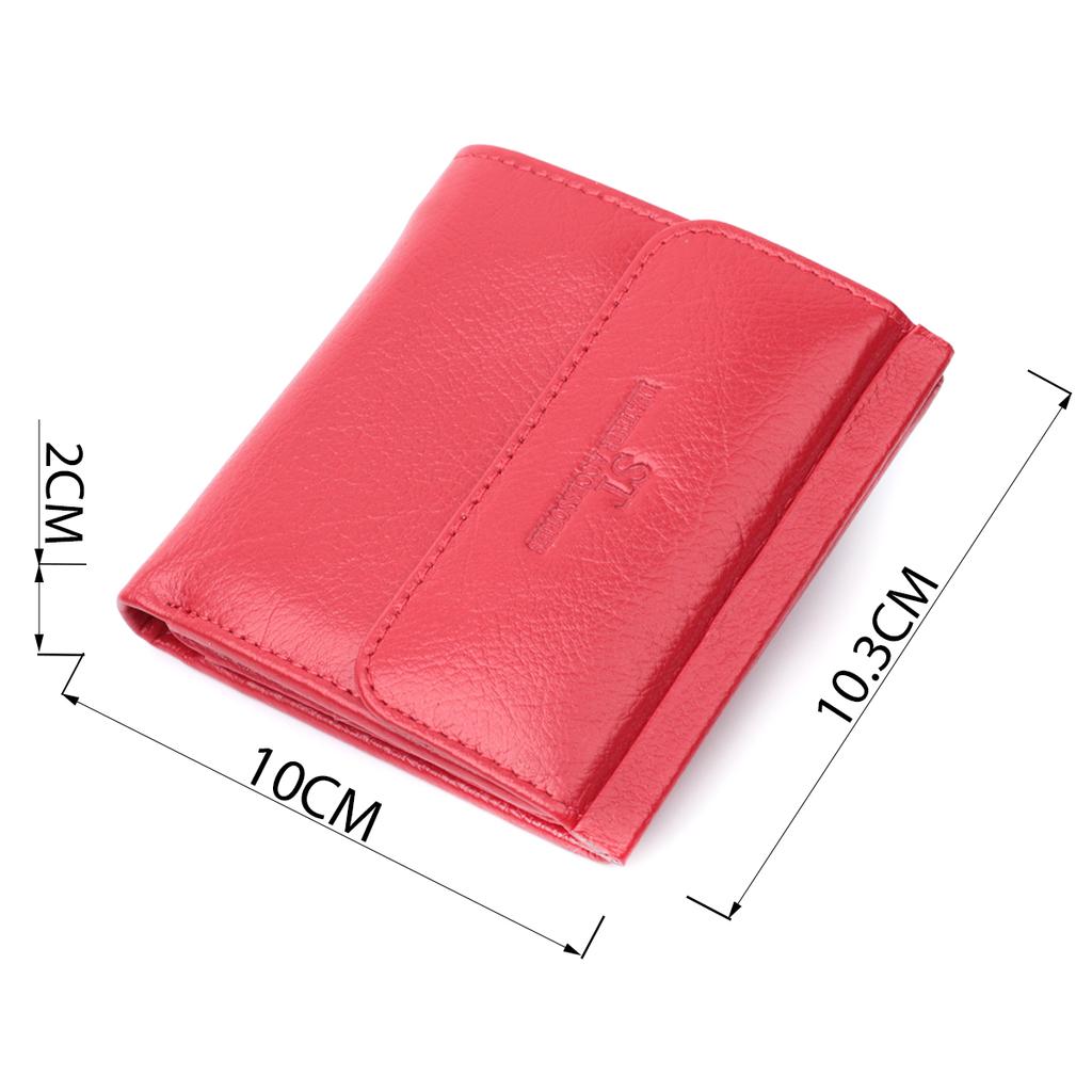 Medium Size Wallet for Women with Coin Pocket Outside Made of Genuine Leather ST Leather 22720 Red