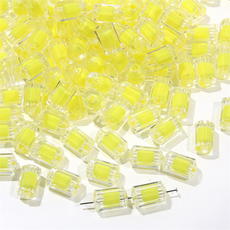 Бусины для браслета ручной работы, акриловые прозрачные матовые цветные гальванизированные бусины для колонн, глянцевые бусины в бусинах, бусины, браслет ручной работы своими руками, ожерелье, свободные бусины